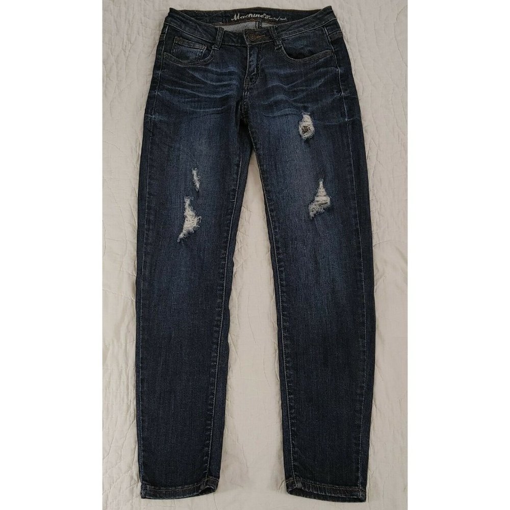 Machine Jeans Nouvelle Mode Distressed Destroyed Womens sz 26x29